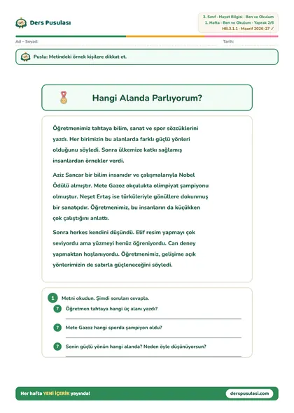 Hangi Alanda Parlıyorum? yaprağı önizlemesi