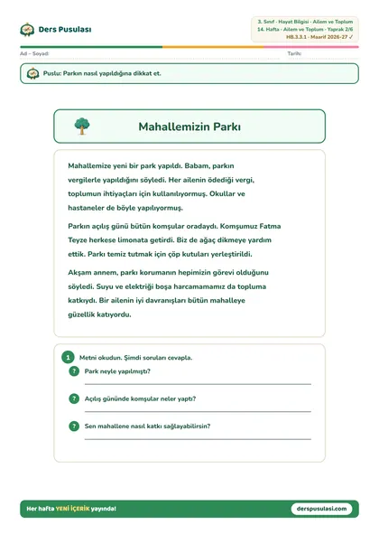 Mahallemizin Parkı yaprağı önizlemesi