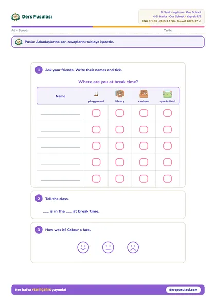 Class Survey yaprağı önizlemesi