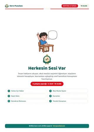 İnsan Hakları ve Demokrasi Haftası Seti (3. Sınıf) önizlemesi