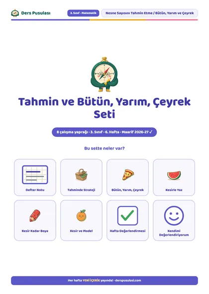 Tahmin ve Bütün, Yarım, Çeyrek Seti önizlemesi