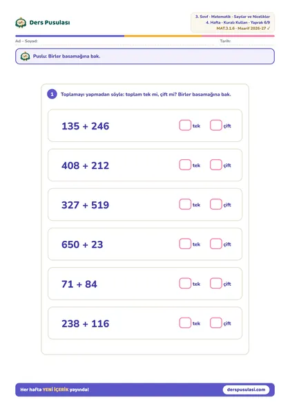 Hesaplamadan Söyle yaprağı önizlemesi