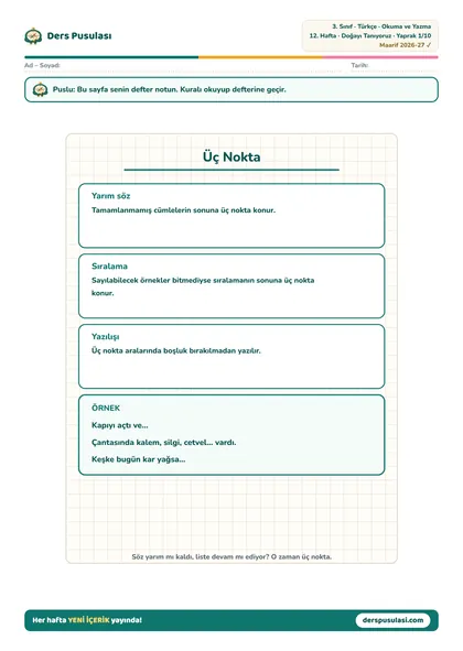 Defter Notu yaprağı önizlemesi