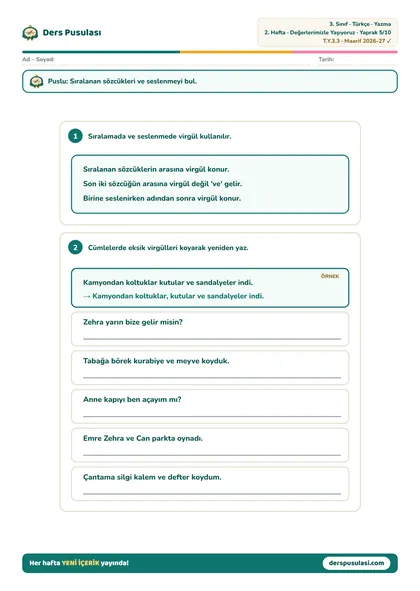 Virgül yaprağı önizlemesi