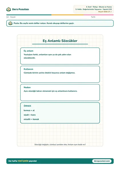 Defter Notu yaprağı önizlemesi