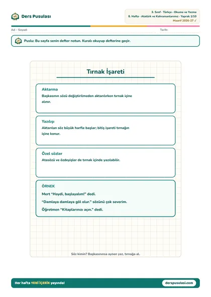 Defter Notu yaprağı önizlemesi