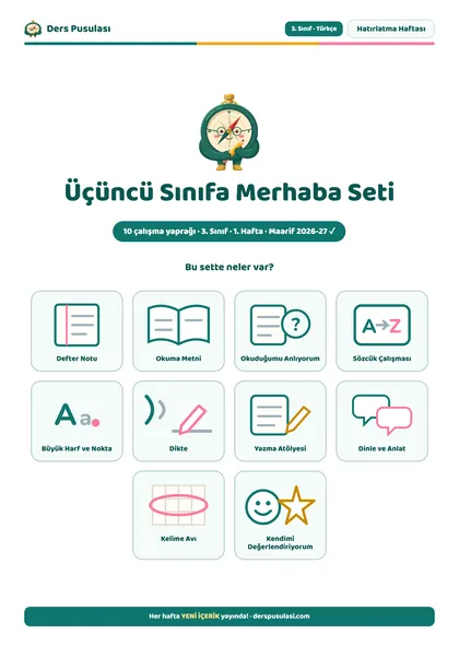 Üçüncü Sınıfa Merhaba Seti önizlemesi