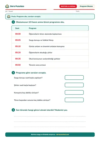 Tören Programı yaprağı önizlemesi