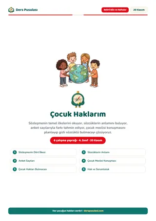 20 Kasım Dünya Çocuk Hakları Günü Seti (4. Sınıf) önizlemesi