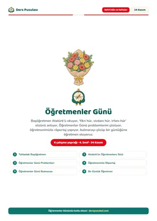 24 Kasım Öğretmenler Günü Seti (4. Sınıf) önizlemesi