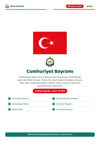 29 Ekim Cumhuriyet Bayramı Seti (4. Sınıf) önizlemesi