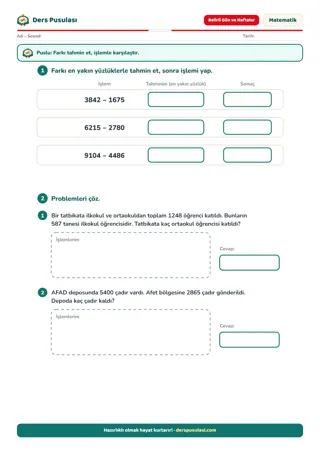 Tatbikat Sayıları yaprağı önizlemesi