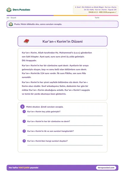Kur’an-ı Kerim’in Düzeni yaprağı önizlemesi