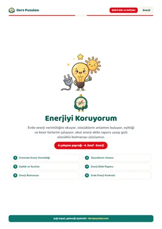 Enerji Tasarrufu Haftası Seti (4. Sınıf) önizlemesi