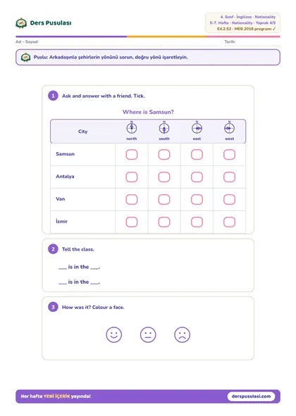 Class Survey yaprağı önizlemesi