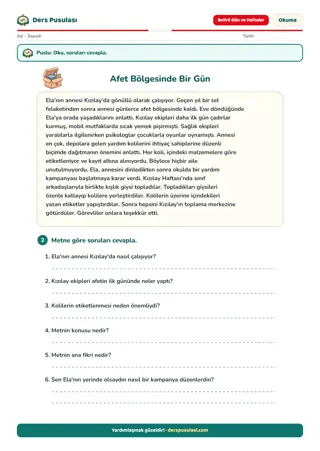 Afet Bölgesinde Bir Gün yaprağı önizlemesi