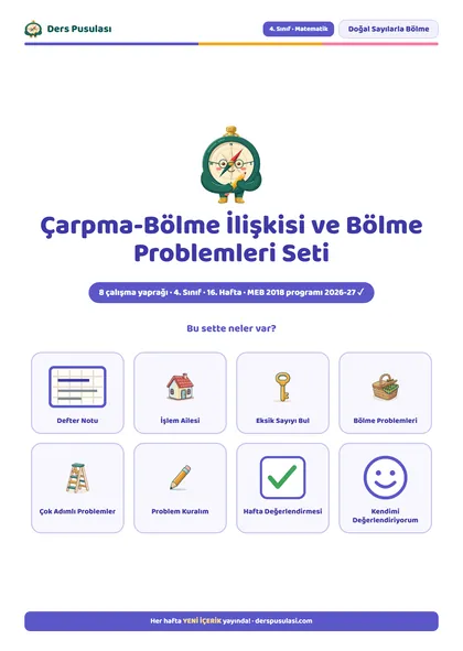 Çarpma-Bölme İlişkisi ve Bölme Problemleri Seti önizlemesi