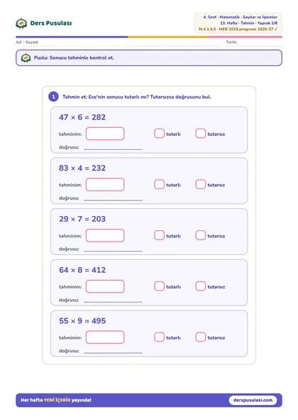 Çarpım Tutarlı mı? yaprağı önizlemesi