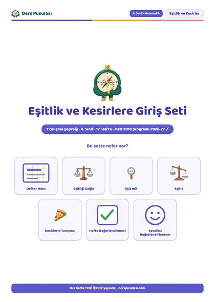 Eşitlik ve Kesirlere Giriş Seti önizlemesi