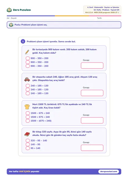 Hangi İşlem? yaprağı önizlemesi