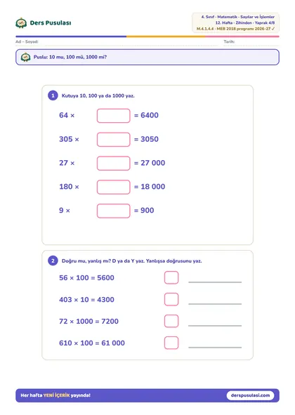 Kaç ile Çarptım? yaprağı önizlemesi