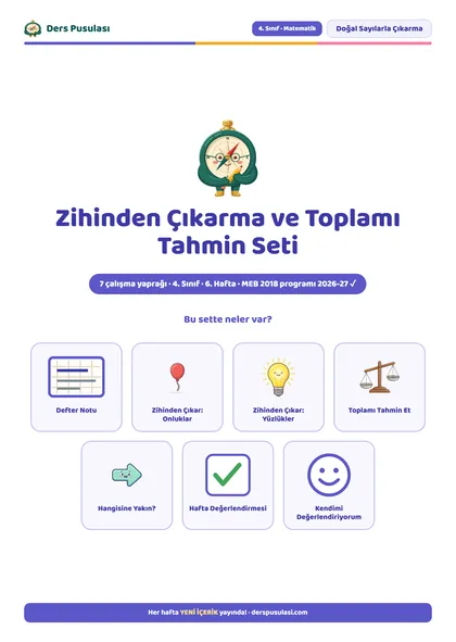 Zihinden Çıkarma ve Toplamı Tahmin Seti önizlemesi
