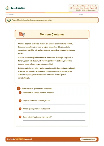 Deprem Çantamız yaprağı önizlemesi