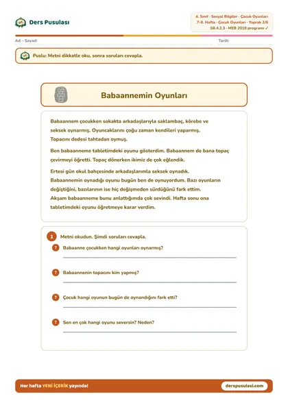 Babaannemin Oyunları yaprağı önizlemesi