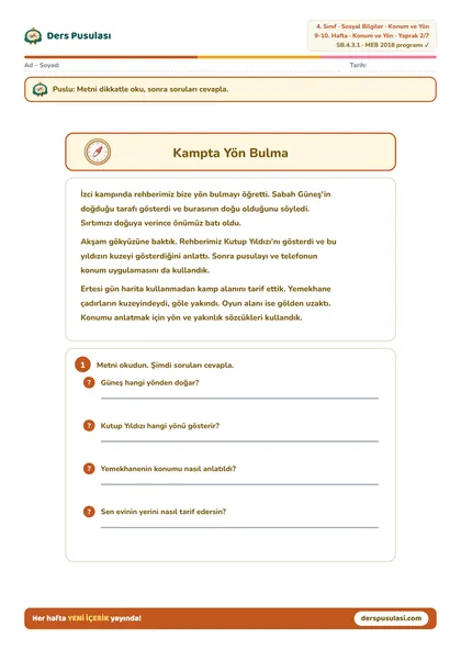 Kampta Yön Bulma yaprağı önizlemesi