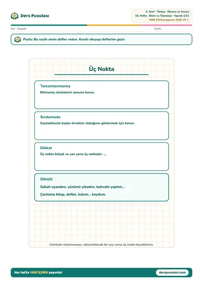 Defter Notu yaprağı önizlemesi