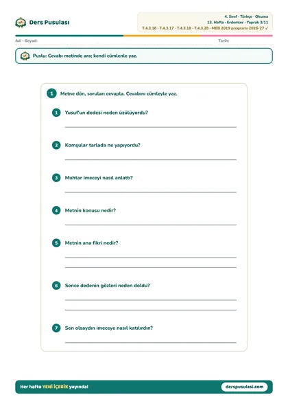Okuduğumu Anlıyorum yaprağı önizlemesi