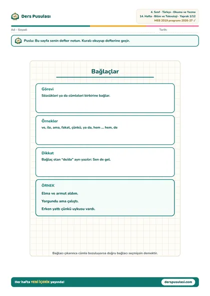 Defter Notu yaprağı önizlemesi