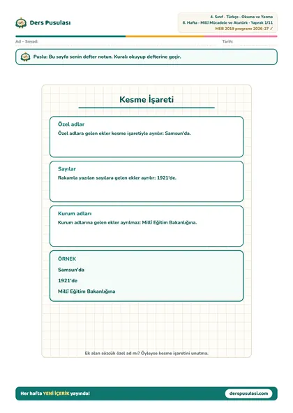 Defter Notu yaprağı önizlemesi