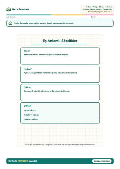 Defter Notu yaprağı önizlemesi