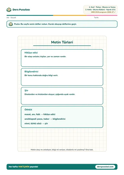 Defter Notu yaprağı önizlemesi