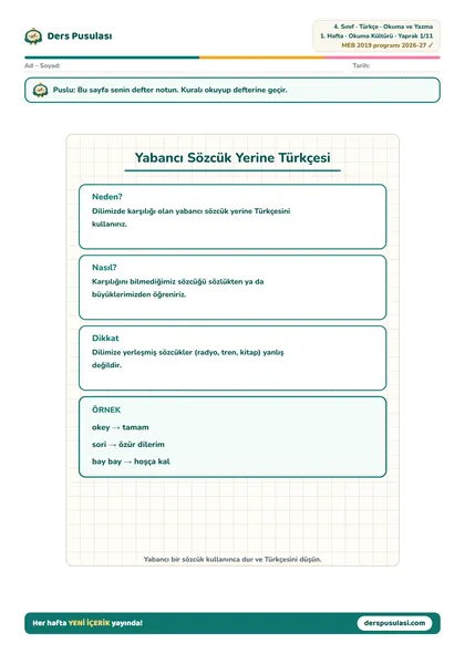 Defter Notu yaprağı önizlemesi